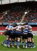 17 March 2014; The Crescent College team gather together in a huddle before the game. SEAT Munster Schools Senior Cup Final, Ard Scoil Ris v Crescent College Comprehensive, Thomond Park, Limerick. Picture credit: Diarmuid Greene / SPORTSFILE