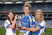 18 March 2014; The O’Connor Cup Finals weekend was launched today. Pictured at the launch are, from left, Treasa Sheridan, DKIT, Niamh Tighe and Sarah Reynolds, both from St. Patricks College, Dublin, with the Corn Noirin Ui Loinsigh. The players will be captaining their colleges who will all be competing in the Ladies HEC competition which will act as the finale to the Queen’s GAA Festival in the Belfast College on the weekend of Friday March 21st and Saturday March 22nd. The final of the O’Connor Cup will be broadcast live on TG4 on Saturday, March 22nd at 3:30pm. Croke Park, Dublin. Picture credit: Pat Murphy / SPORTSFILE