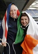 26 September 2005; Hannah Hogan, London, and Cara Garrity, Ireland, at the launch of the International Ladies Football Competition. Croke Park, Dublin. Picture credit; Ray McManus / SPORTSFILE