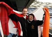 26 September 2005; Julie Mroczkowski, Canada, and Cara Garrity, Ireland, at the launch of the International Ladies Football Competition. Croke Park, Dublin. Picture credit; Ray McManus / SPORTSFILE