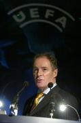 28 September 2005; Brian Kerr, Republic of Ireland manager, speaking during the 'Spirit of Ireland' at the 6th UEFA Symposium for Coach Education Directors. Berkley Court Hotel, Dublin. Picture credit; Brendan Moran / SPORTSFILE