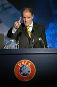 28 September 2005; Brian Kerr, Republic of Ireland manager, speaking during the 'Spirit of Ireland' at the 6th UEFA Symposium for Coach Education Directors. Berkley Court Hotel, Dublin. Picture credit; Brendan Moran / SPORTSFILE