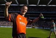 25 September 2005; Paul McCumiskey, Down, celebrates after victory over Mayo. ESB All-Ireland Minor Football Championship Final, Mayo v Down, Croke Park, Dublin. Picture credit; Damien Eagers/ SPORTSFILE *** Local Caption *** Any photograph taken by SPORTSFILE during, or in connection with, the 2005 ESB All-Ireland Minor Football Final which displays GAA logos or contains an image or part of an image of any GAA intellectual property, or, which contains images of a GAA player/players in their playing uniforms, may only be used for editorial and non-advertising purposes.  Use of photographs for advertising, as posters or for purchase separately is strictly prohibited unless prior written approval has been obtained from the Gaelic Athletic Association.