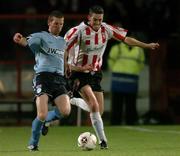 30 September 2005; Jim Crawford, Shelbourne, in action against Gary Beckett, Derry City. eircom league, Premier Division, Derry City v Shelbourne, Brandywell, Derry. Picture credit: David Maher / SPORTSFILE