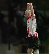 30 September 2005; Stephen O'Flynn, Derry City, celebrates after scoring his sides seond and winning goal. eircom league, Premier Division, Derry City v Shelbourne, Brandywell, Derry. Picture credit: David Maher / SPORTSFILE