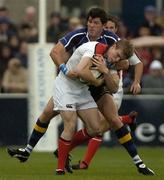 1 October 2005; Andrew Trimble, Ulster, is tackled by Shane Horgan, Leinster. Celtic League 2005-2006, Group A, Leinster v Ulster, Donnybrook, Dublin. Picture credit: Damien Eagers / SPORTSFILE