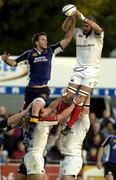 1 October 2005; Matt McCullough, Ulster, wins the lineout despite the efforts of Bryce Williams, Leinster. Celtic League 2005-2006, Group A, Leinster v Ulster, Donnybrook, Dublin. Picture credit: Damien Eagers / SPORTSFILE