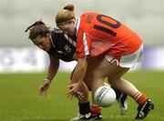 2 October 2005; Maebh Moriarty, Armagh, in action against Fiona May, Sligo. TG4 Ladies All-Ireland Junior Football Championship Final, Sligo v Armagh, Croke Park, Dublin. Picture credit: Brian Lawless / SPORTSFILE