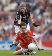 2 October 2005; Sinead McCleary, Armagh, in action against Therese Marren, Sligo. TG4 Ladies All-Ireland Junior Football Championship Final, Sligo v Armagh, Croke Park, Dublin. Picture credit: Damien Eagers / SPORTSFILE