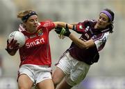 2 October 2005; Valerie Mulcahy, Cork, in action against Anne-Marie McDonough, Galway. TG4 Ladies All-Ireland Senior Football Championship Final, Galway v Cork, Croke Park, Dublin. Picture credit: Brian Lawless / SPORTSFILE