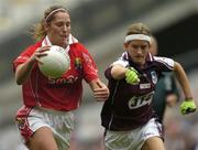 2 October 2005; Regina Curtin, Cork, in action against Aoibheann Daly, Galway. TG4 Ladies All-Ireland Senior Football Championship Final, Galway v Cork, Croke Park, Dublin. Picture credit: Brian Lawless / SPORTSFILE