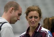 2 October 2005; A dejected Emer Flaherty, Galway, after the match. TG4 Ladies All-Ireland Senior Football Championship Final, Galway v Cork, Croke Park, Dublin. Picture credit: Brian Lawless / SPORTSFILE