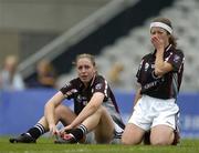2 October 2005; Sligo's Stephanie O'Reilly, left, and Michelle McGowan, show their dissapointment after defeat to Armagh. TG4 Ladies All-Ireland Junior Football Championship Final, Sligo v Armagh, Croke Park, Dublin. Picture credit: Pat Murphy / SPORTSFILE