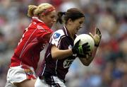 2 October 2005; Niamh Fahy, Galway, in action against Angela Walsh, Cork. TG4 Ladies All-Ireland Senior Football Championship Final, Galway v Cork, Croke Park, Dublin. Picture credit: Brian Lawless / SPORTSFILE