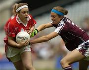2 October 2005; Amanda Murphy, Cork, in action against Emer Flaherty, Galway. TG4 Ladies All-Ireland Senior Football Championship Final, Galway v Cork, Croke Park, Dublin. Picture credit: Brian Lawless / SPORTSFILE