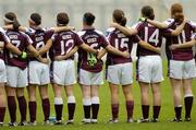 2 October 2005; Galway players stand for the National Anthem before the match. TG4 Ladies All-Ireland Senior Football Championship Final, Galway v Cork, Croke Park, Dublin. Picture credit: Brian Lawless / SPORTSFILE