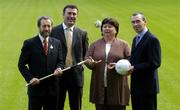 5 October 2005; Newly appointed National Co-ordinator of the Alcohol and Substance Abuse Initiative to tackle major Societal Issues, Brendan Murphy, right, with Tanaiste and Minister for Health and Children, Mary Harney, T.D., Sean Kelly, President of the GAA, and Joe Connolly, second from left, Chairman of the Alcohol and Substance Abuse Task Force at the launch of a new joint initiative by the GAA and the Department of Health and Children aimed at reducing alcohol-related harm and changing attitudes towards alcohol consumption in Ireland. Croke Park, Dublin. Picture credit: Damien Eagers / SPORTSFILE
