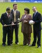 5 October 2005; Newly appointed National Co-ordinator of the Alcohol and Substance Abuse Initiative to tackle major Societal Issues, Brendan Murphy, right,  with Tanaiste and Minister for Health and Children, Mary Harney, T.D., Sean Kelly, President of the GAA, and Joe Connolly, second from left, Chairman of the Alcohol and Substance Abuse Task Force at the launch of a new joint initiative by the GAA and the Department of Health and Children aimed at reducing alcohol-related harm and changing attitudes towards alcohol consumption in Ireland. Croke Park, Dublin. Picture credit: Damien Eagers / SPORTSFILE