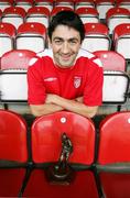 5 October 2005; Derry City's Peter Hutton who was presented with the eircom / Soccer Writers Association of Ireland Player of the Month award for September. Brandywell, Derry. Picture credit; Lorcan Doherty / SPORTSFILE