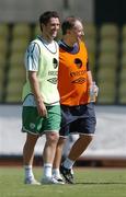 6 October 2005; Robbie Keane, Republic of Ireland, with manager Brian Kerr during squad training. Tsirion Stadium, Limassol, Cyprus. Picture credit: David Maher / SPORTSFILE