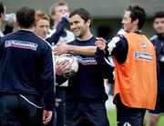 6 October 2005; Damien Johnston and Ivan Sproule, Northern Ireland, in jovial mood during squad training. Newforge Training Ground, Belfast. Picture credit: Oliver McVeigh / SPORTSFILE