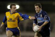 6 October 2005; Joey Donnelly, St Judes, in action against Enda McNulty, Na Fianna. Dublin County Senior Football Semi-Final, Na Fianna v St Jude's, Parnell Park, Dublin. Picture credit: Damien Eagers / SPORTSFILE