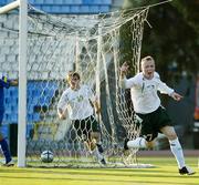 7 October 2005; Willo Flood, Republic of Ireland, celebrates scoring his sides equalizing goal against Cyprus. European U21 Championship Qualifier, Cyprus U21 v Republic of Ireland U21, GSC Stadium, Larnaca, Cyprus. Picture credit: Brendan Moran / SPORTSFILE