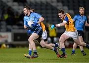 19 March 2014; Jack McCaffrey, Dublin, in action against James McGivney, Longford. Cadbury Leinster GAA Football U21 Championship, Semi-Final, Dublin v Longford, O'Moore Park, Portlaoise, Co. Laois. Picture credit: Matt Browne / SPORTSFILE