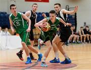 20 March 2014; Conor Quinn, St Malachy's Belfast, in action against Alex Bowers, Belvedere College. Basketball Ireland All-Ireland Schools U19 A Boys League Final, Belvedere College v St Malachy's Belfast, National Basketball Arena, Tallaght, Co. Dublin. Picture credit: Matt Browne / SPORTSFILE