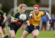 21 March 2014; Mairead Cooper, Queen's University Belfast, in action against Leona Ryder, Dublin City University. O'Connor Cup, Semi-Final, Queen's University Belfast v Dublin City University. Queen's University, Belfast, Co. Antrim. Picture credit: Oliver McVeigh / SPORTSFILE