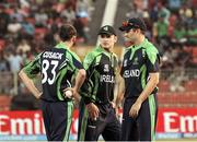 21 March 2014; Ireland captain William Porterfield speaks to his bowlers in between overs. Ireland vs The Netherlands, ICC World Twenty20 Group B, International Cricket Stadium, Sylhet, Bangladesh. Picture credit: Barry Chambers / SPORTSFILE
