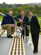 4 October 2005; Cork's dominance in the Club scene was recognised at the official launch of the 2005/6 AIB All-Ireland Club GAA Championships which took place in the Nemo Rangers clubhouse, Cork. Pictured at the launch are, John McCarthy, left, Newtownshandrum captain 2004, Colin Corkery, Nemo Rangers captain 2003 and Billy Finn, General Manager, AIB. Nemo Rangers GAA Club, Douglas, Cork. Picture credit; Brendan Moran / SPORTSFILE