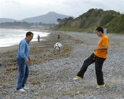 21 September 2005; Paul Murphy, Bray Wanderers, left, with Darren Quigley, UCD, both former Manchester City players. Killiney, Dublin. Picture credit; Pat Murphy / SPORTSFILE