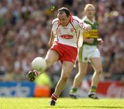 25 September 2005; Brian Dooher, Tyrone. Bank of Ireland All-Ireland Senior Football Championship Final, Kerry v Tyrone, Croke Park, Dublin. Picture credit; Ray McManus / SPORTSFILE *** Local Caption *** Any photograph taken by SPORTSFILE during, or in connection with, the 2005 Bank of Ireland All-Ireland Senior Football Final which displays GAA logos or contains an image or part of an image of any GAA intellectual property, or, which contains images of a GAA player/players in their playing uniforms, may only be used for editorial and non-advertising purposes.  Use of photographs for advertising, as posters or for purchase separately is strictly prohibited unless prior written approval has been obtained from the Gaelic Athletic Association.