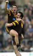 9 October 2005; Barry Watters, left and David Gallagher, Dunboynes celebrate at the end of the game. Meath County Senior Football Final, Dunboyne v Blackhall Gaels, Pairc Tailteann, Navan, Co. Meath. Picture credit: Matt Browne / SPORTSFILE