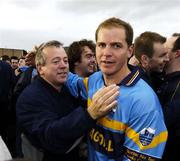 9 October 2005; Michael Donnellan, Salthill-Knocknacarra, is congratulated after victory. Galway County Senior Football Final, Salthill-Knocknacarra v Carna-Cashel, Pearse Stadium, Galway. Picture credit: Damien Eagers / SPORTSFILE