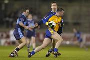 6 October 2005; Justin McNulty, Na Fianna, in action against Peter Harlow, right, and David Keogh, St. Jude's. Dublin County Senior Football Semi-Final, Na Fianna v St Jude's, Parnell Park, Dublin. Picture credit: Damien Eagers / SPORTSFILE