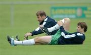 10 October 2005; Kevin Kilbane and Kenny Cunningham, Republic of Ireland,  during squad training. Malahide FC, Malahide, Dublin. Picture credit: David Maher / SPORTSFILE