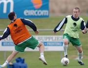10 October 2005; Robbie Keane, Republic of Ireland, in action against his team-mate Stephen Elliott during squad training. Malahide FC, Malahide, Dublin. Picture credit: David Maher / SPORTSFILE