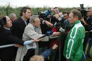10 October 2005; Brian Kerr, Republic of Ireland, answers questions from the press at the end of squad training. Malahide FC, Malahide, Dublin. Picture credit: David Maher / SPORTSFILE