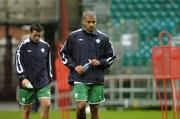 11 October 2005; Steven Reid, Republic of Ireland, with team-mate Ian Harte during squad training. Lansdowne Road, Dublin. Picture credit: Ciara Lyster / SPORTSFILE