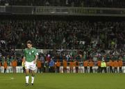 12 October 2005; A dejected Matt Holland, Republic of Ireland, leaves the field after the game. FIFA 2006 World Cup Qualifier, Group 4, Republic of Ireland v Switzerland, Lansdowne Road, Dublin. Picture credit: Brendan Moran / SPORTSFILE