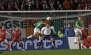 12 October 2005; Republic of Ireland's Ian Harte heads the ball goalwards in the first half. FIFA 2006 World Cup Qualifier, Group 4, Republic of Ireland v Switzerland, Lansdowne Road, Dublin. Picture credit: Brian Lawless / SPORTSFILE