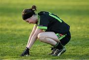 22 March 2014; A dejected Aine Canavan, Queen's University Belfast, daughter of former Tyrone star Peter Canavan, after the game. O'Connor Cup, Final, Queens University Belfast v University of Limerick. Queen's University, Belfast, Co. Antrim. Picture credit: Oliver McVeigh / SPORTSFILE