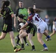 22 March 2014; Aine Canavan, Queen's University Belfast, in action against Niamh O'Dea, University of Limerick. O'Connor Cup, Final, Queens University Belfast v University of Limerick. Queen's University, Belfast, Co. Antrim. Picture credit: Oliver McVeigh / SPORTSFILE