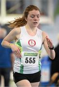 22 March 2014; Claire Kennedy, St Coca's A.C., on her way to winning the U18 Girls Race Walking event. Woodie’s DIY Juvenile Indoor Track and Field Championships, Athlone Institute of Technology Arena, Athlone, Co. Westmeath. Picture credit: Pat Murphy / SPORTSFILE