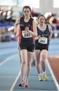 22 March 2014; Fina Hayes, Le Cheile A.C., on her way to winning the U16 Girl's Race Walking event. Woodie’s DIY Juvenile Indoor Track and Field Championships, Athlone Institute of Technology Arena, Athlone, Co. Westmeath. Picture credit: Pat Murphy / SPORTSFILE