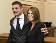 22 March 2014; Former Ireland Rugby International Brian O'Driscoll with his wife Amy Huberman prior to him being awarded the Freedom of the City of Dublin. Mansion House, Dublin. Picture credit: Matt Browne / SPORTSFILE
