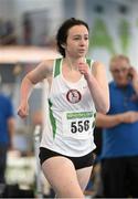 22 March 2014; Karen Bourke, St Coca's A.C., on her way to second place in the U18 Girls Race Walking event. Woodie’s DIY Juvenile Indoor Track and Field Championships, Athlone Institute of Technology Arena, Athlone, Co. Westmeath. Picture credit: Pat Murphy / SPORTSFILE