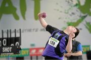 22 March 2014; Gergely Pap, St. Pauls A.C., Wexford, in action during the Boy's U13 Shot Putt event. Woodie’s DIY Juvenile Indoor Track and Field Championships, Athlone Institute of Technology Arena, Athlone, Co. Westmeath. Picture credit: Pat Murphy / SPORTSFILE